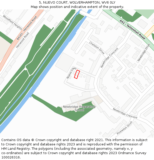 5, NUEVO COURT, WOLVERHAMPTON, WV6 0LY: Location map and indicative extent of plot