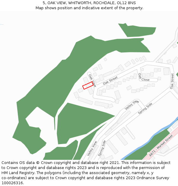 5, OAK VIEW, WHITWORTH, ROCHDALE, OL12 8NS: Location map and indicative extent of plot