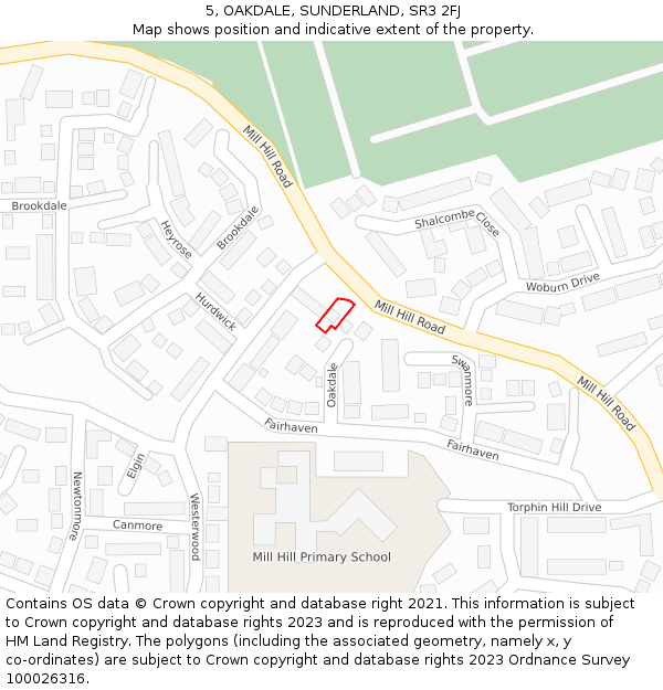 5, OAKDALE, SUNDERLAND, SR3 2FJ: Location map and indicative extent of plot