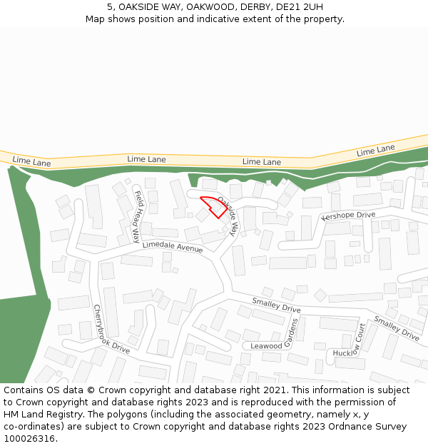 5, OAKSIDE WAY, OAKWOOD, DERBY, DE21 2UH: Location map and indicative extent of plot