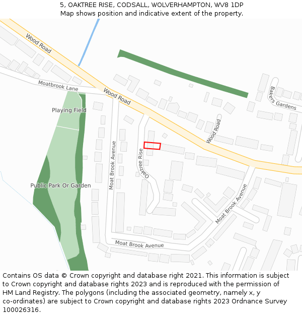 5, OAKTREE RISE, CODSALL, WOLVERHAMPTON, WV8 1DP: Location map and indicative extent of plot