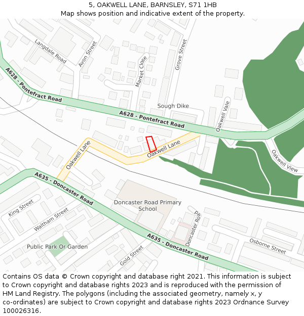 5, OAKWELL LANE, BARNSLEY, S71 1HB: Location map and indicative extent of plot