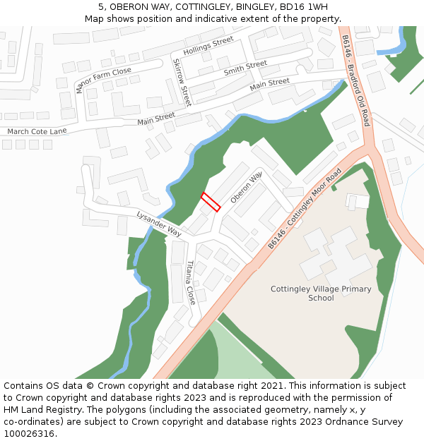 5, OBERON WAY, COTTINGLEY, BINGLEY, BD16 1WH: Location map and indicative extent of plot