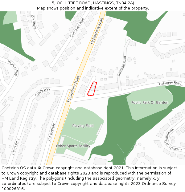 5, OCHILTREE ROAD, HASTINGS, TN34 2AJ: Location map and indicative extent of plot