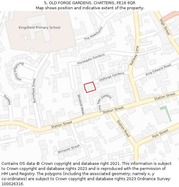 5, OLD FORGE GARDENS, CHATTERIS, PE16 6QR: Location map and indicative extent of plot