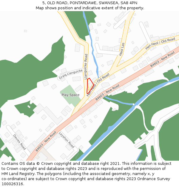 5, OLD ROAD, PONTARDAWE, SWANSEA, SA8 4PN: Location map and indicative extent of plot