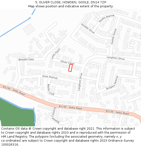 5, OLIVER CLOSE, HOWDEN, GOOLE, DN14 7ZP: Location map and indicative extent of plot