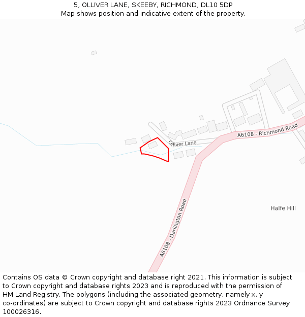 5, OLLIVER LANE, SKEEBY, RICHMOND, DL10 5DP: Location map and indicative extent of plot
