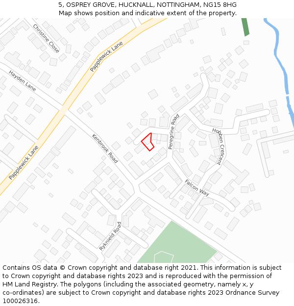 5, OSPREY GROVE, HUCKNALL, NOTTINGHAM, NG15 8HG: Location map and indicative extent of plot