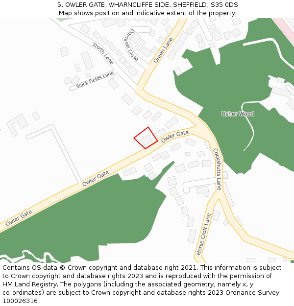 5, OWLER GATE, WHARNCLIFFE SIDE, SHEFFIELD, S35 0DS: Location map and indicative extent of plot