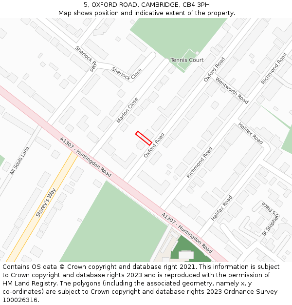 5, OXFORD ROAD, CAMBRIDGE, CB4 3PH: Location map and indicative extent of plot
