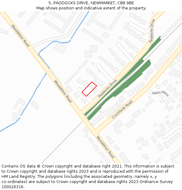 5, PADDOCKS DRIVE, NEWMARKET, CB8 9BE: Location map and indicative extent of plot