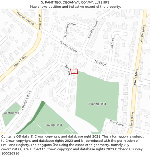 5, PANT TEG, DEGANWY, CONWY, LL31 9PS: Location map and indicative extent of plot