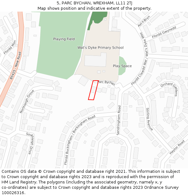 5, PARC BYCHAN, WREXHAM, LL11 2TJ: Location map and indicative extent of plot