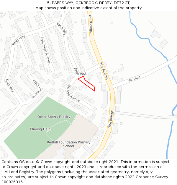 5, PARES WAY, OCKBROOK, DERBY, DE72 3TJ: Location map and indicative extent of plot