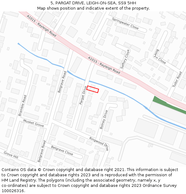 5, PARGAT DRIVE, LEIGH-ON-SEA, SS9 5HH: Location map and indicative extent of plot