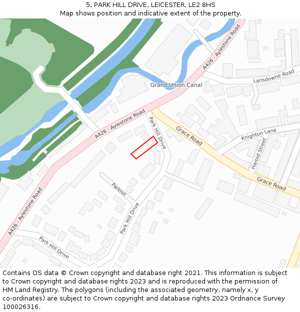 5, PARK HILL DRIVE, LEICESTER, LE2 8HS: Location map and indicative extent of plot