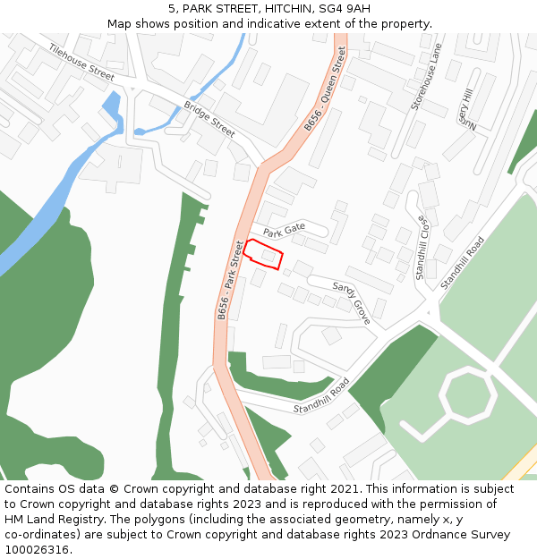 5, PARK STREET, HITCHIN, SG4 9AH: Location map and indicative extent of plot