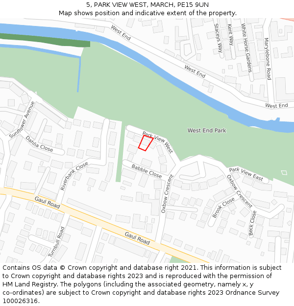 5, PARK VIEW WEST, MARCH, PE15 9UN: Location map and indicative extent of plot