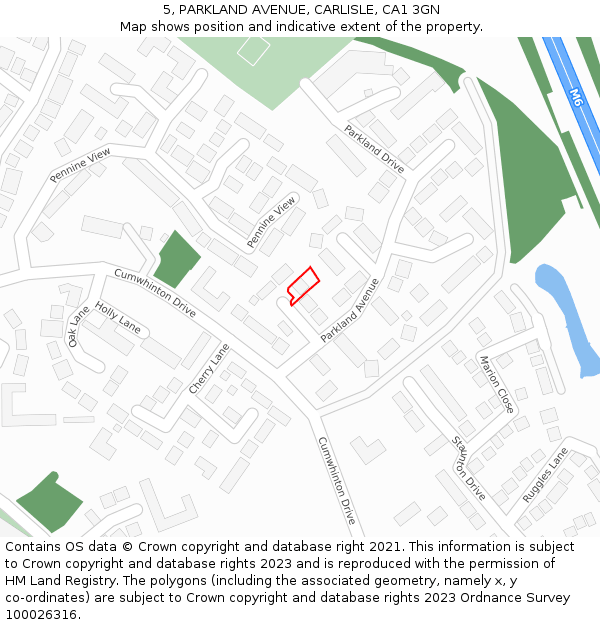 5, PARKLAND AVENUE, CARLISLE, CA1 3GN: Location map and indicative extent of plot