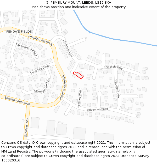 5, PEMBURY MOUNT, LEEDS, LS15 8XH: Location map and indicative extent of plot
