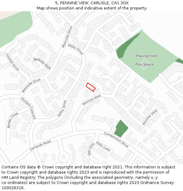 5, PENNINE VIEW, CARLISLE, CA1 3GX: Location map and indicative extent of plot