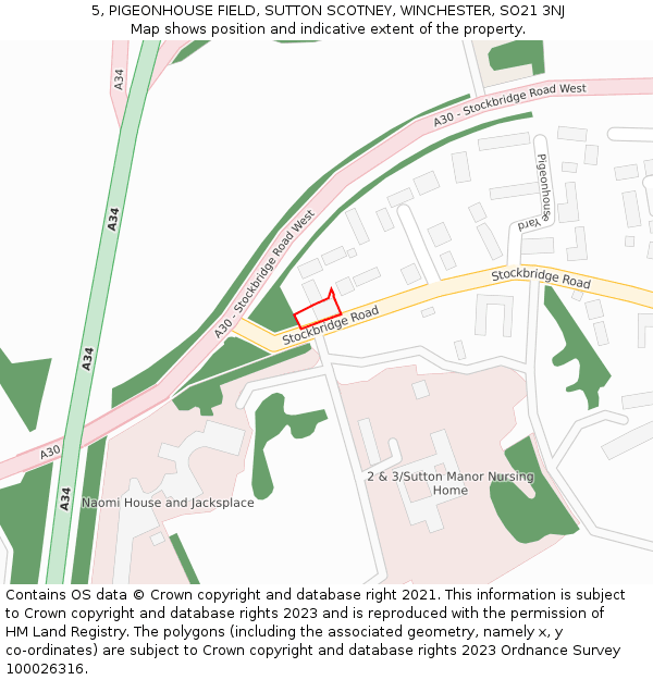 5, PIGEONHOUSE FIELD, SUTTON SCOTNEY, WINCHESTER, SO21 3NJ: Location map and indicative extent of plot