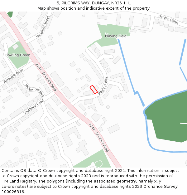 5, PILGRIMS WAY, BUNGAY, NR35 1HL: Location map and indicative extent of plot