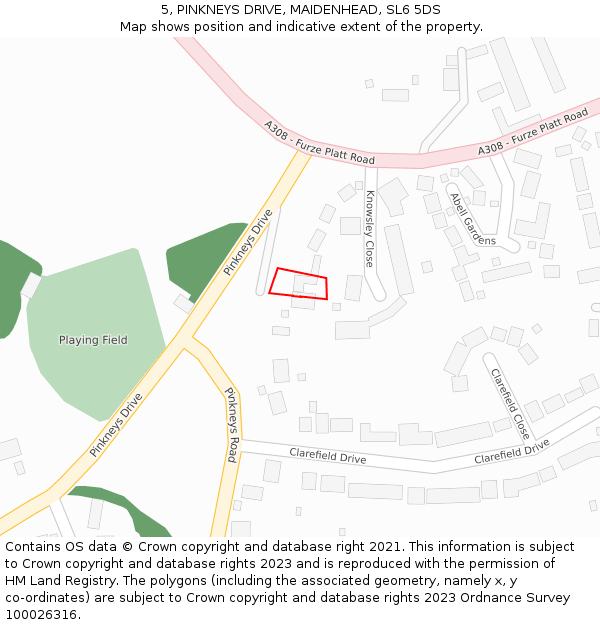 5, PINKNEYS DRIVE, MAIDENHEAD, SL6 5DS: Location map and indicative extent of plot