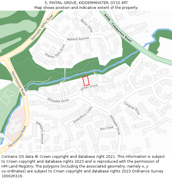 5, PINTAIL GROVE, KIDDERMINSTER, DY10 4RT: Location map and indicative extent of plot