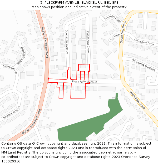 5, PLECKFARM AVENUE, BLACKBURN, BB1 8PE: Location map and indicative extent of plot