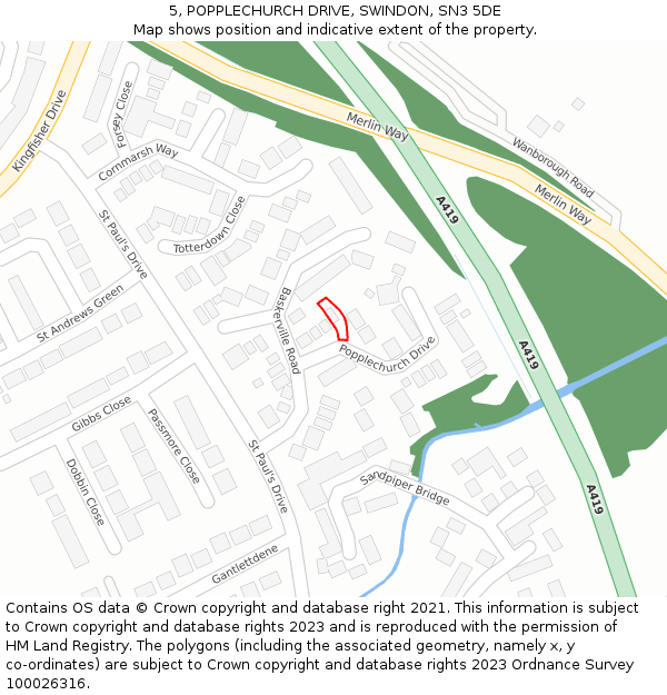 5, POPPLECHURCH DRIVE, SWINDON, SN3 5DE: Location map and indicative extent of plot