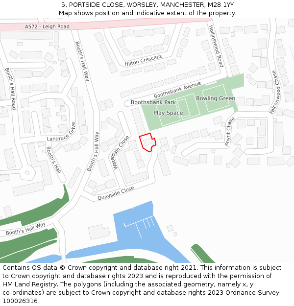 5, PORTSIDE CLOSE, WORSLEY, MANCHESTER, M28 1YY: Location map and indicative extent of plot