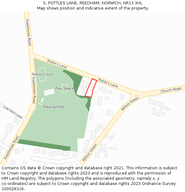 5, POTTLES LANE, REEDHAM, NORWICH, NR13 3HL: Location map and indicative extent of plot