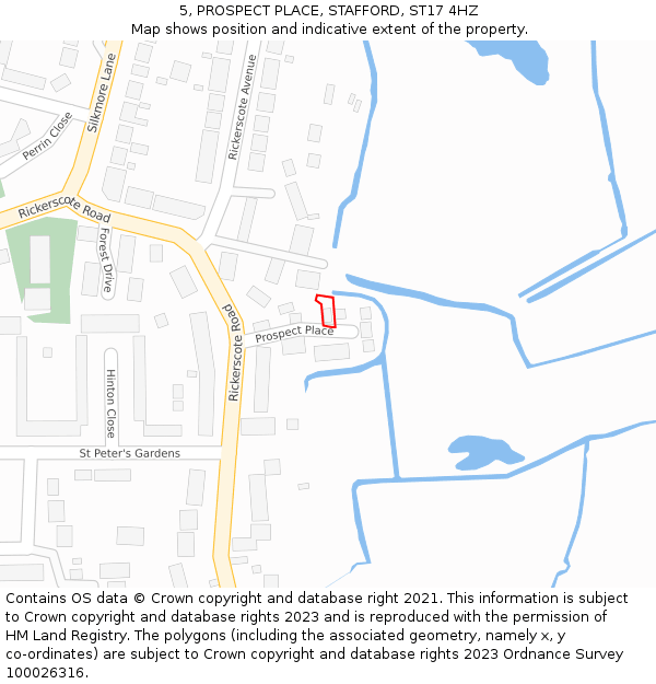 5, PROSPECT PLACE, STAFFORD, ST17 4HZ: Location map and indicative extent of plot