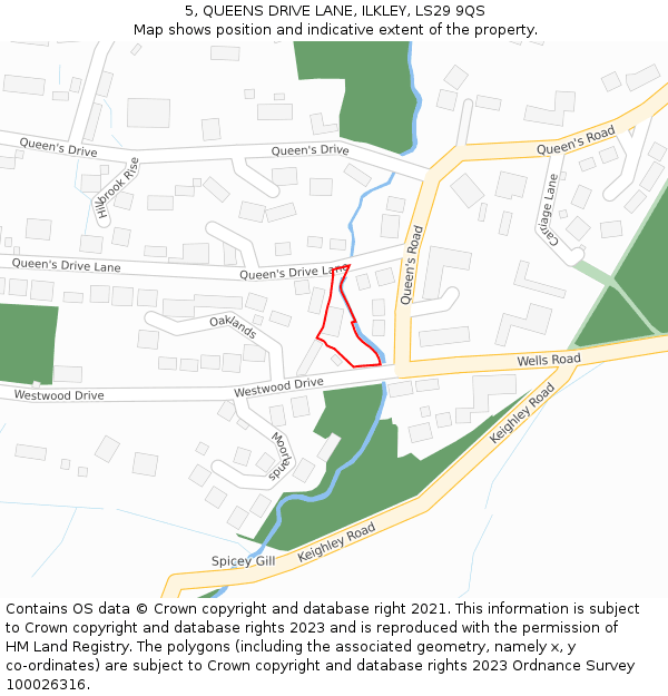 5, QUEENS DRIVE LANE, ILKLEY, LS29 9QS: Location map and indicative extent of plot