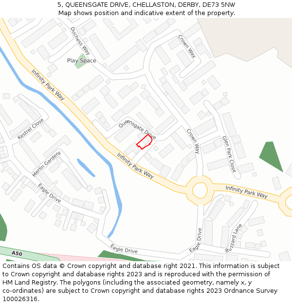 5, QUEENSGATE DRIVE, CHELLASTON, DERBY, DE73 5NW: Location map and indicative extent of plot