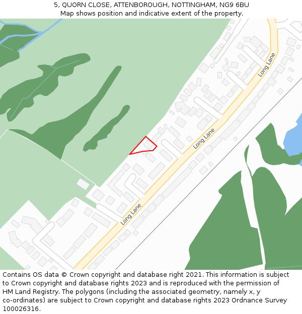 5, QUORN CLOSE, ATTENBOROUGH, NOTTINGHAM, NG9 6BU: Location map and indicative extent of plot