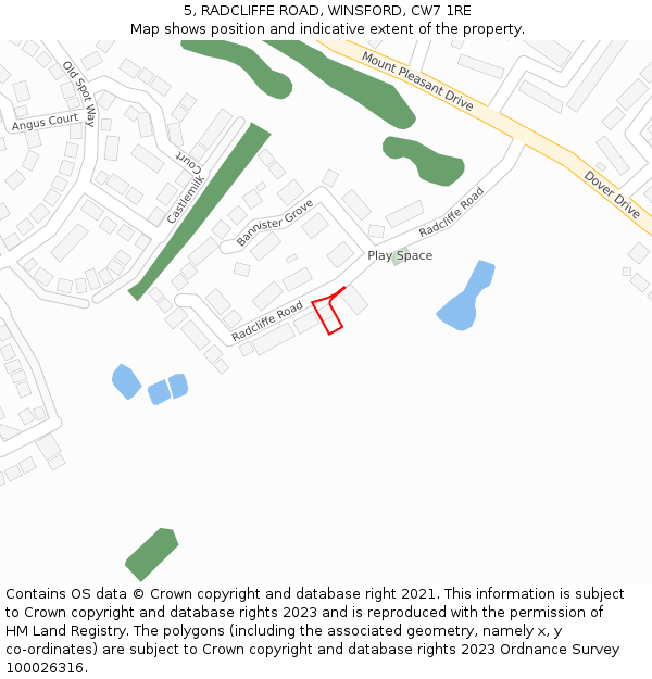 5, RADCLIFFE ROAD, WINSFORD, CW7 1RE: Location map and indicative extent of plot