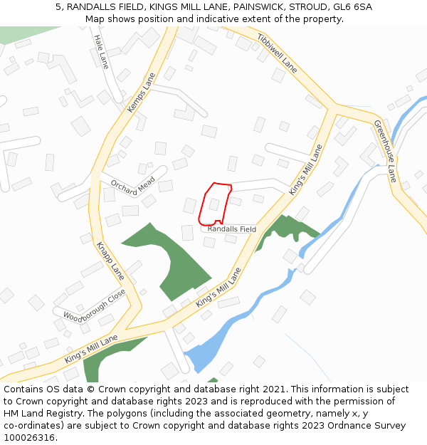 5, RANDALLS FIELD, KINGS MILL LANE, PAINSWICK, STROUD, GL6 6SA: Location map and indicative extent of plot