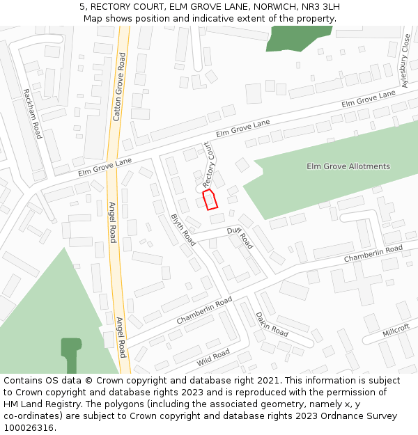 5, RECTORY COURT, ELM GROVE LANE, NORWICH, NR3 3LH: Location map and indicative extent of plot