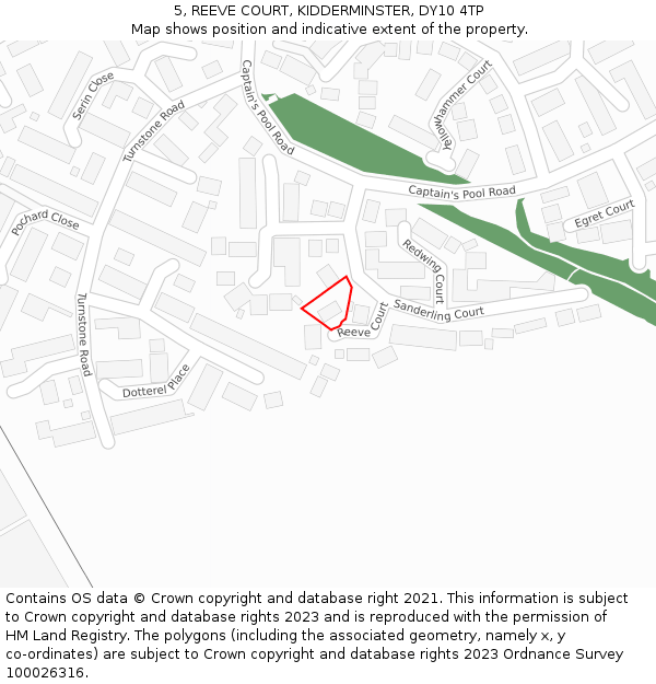5, REEVE COURT, KIDDERMINSTER, DY10 4TP: Location map and indicative extent of plot