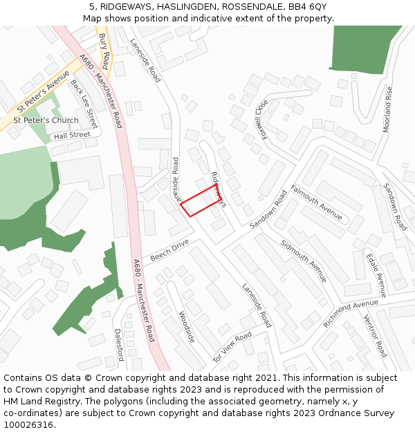 5, RIDGEWAYS, HASLINGDEN, ROSSENDALE, BB4 6QY: Location map and indicative extent of plot