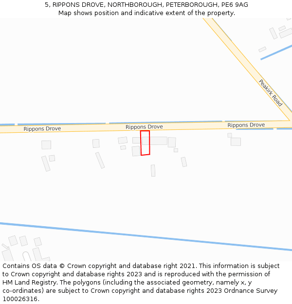 5, RIPPONS DROVE, NORTHBOROUGH, PETERBOROUGH, PE6 9AG: Location map and indicative extent of plot