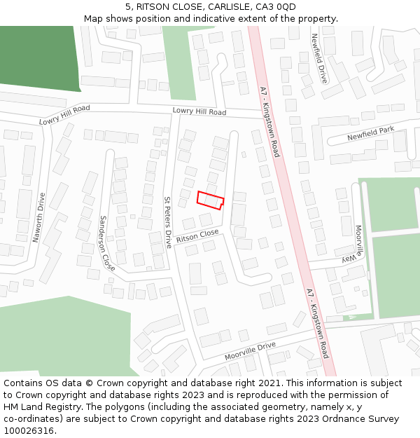 5, RITSON CLOSE, CARLISLE, CA3 0QD: Location map and indicative extent of plot