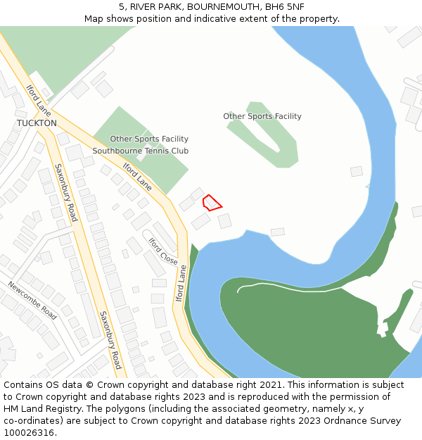 5, RIVER PARK, BOURNEMOUTH, BH6 5NF: Location map and indicative extent of plot