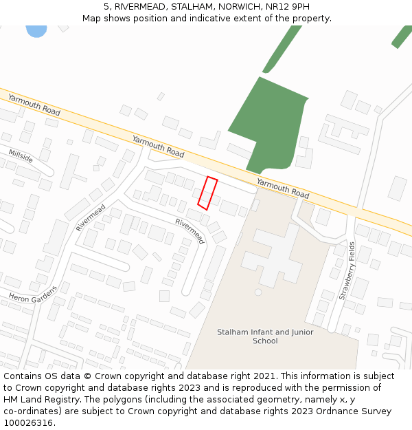5, RIVERMEAD, STALHAM, NORWICH, NR12 9PH: Location map and indicative extent of plot
