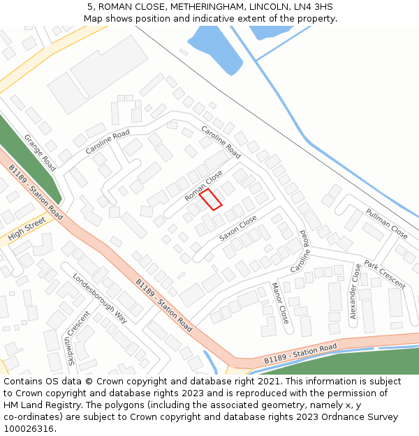 5, ROMAN CLOSE, METHERINGHAM, LINCOLN, LN4 3HS: Location map and indicative extent of plot