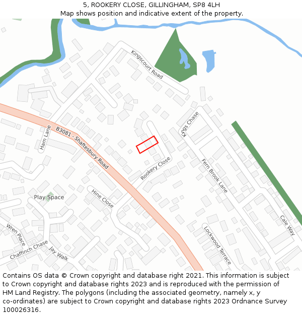 5, ROOKERY CLOSE, GILLINGHAM, SP8 4LH: Location map and indicative extent of plot