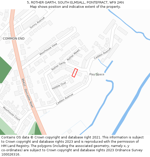 5, ROTHER GARTH, SOUTH ELMSALL, PONTEFRACT, WF9 2AN: Location map and indicative extent of plot